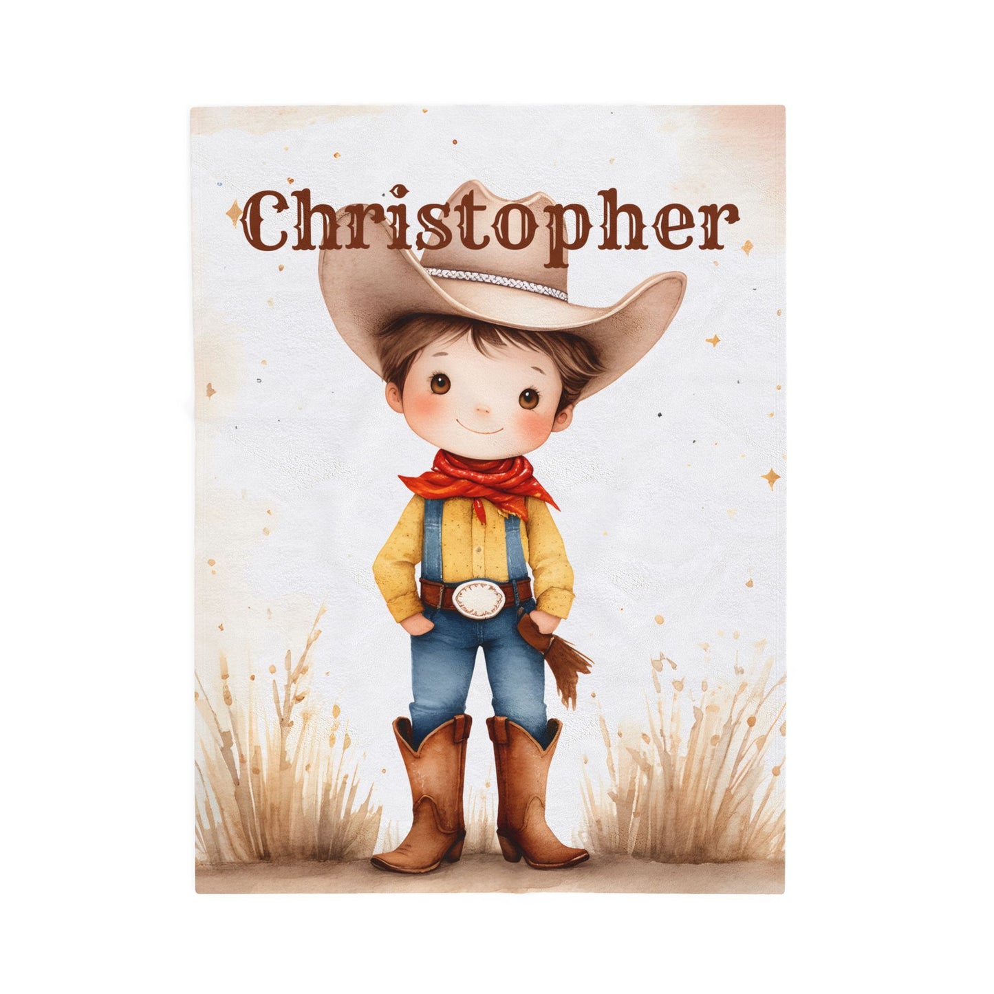 Personalized Cowboy/Cowgirl Blanket, Custom Name Kids Throw, Cozy Western Décor, Soft Velveteen Blanket, Personalized Gift