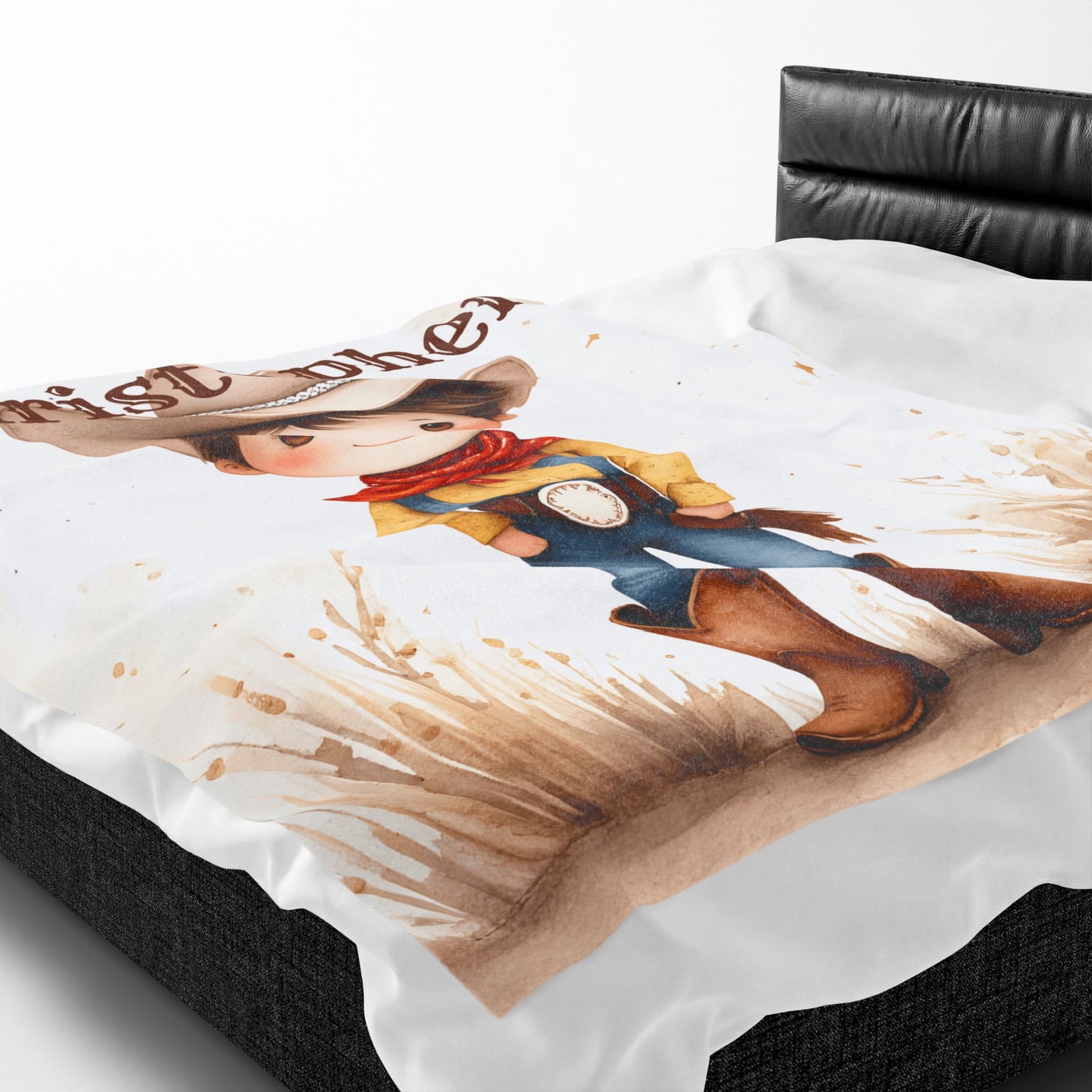 Personalized Cowboy/Cowgirl Blanket, Custom Name Kids Throw, Cozy Western Décor, Soft Velveteen Blanket, Personalized Gift