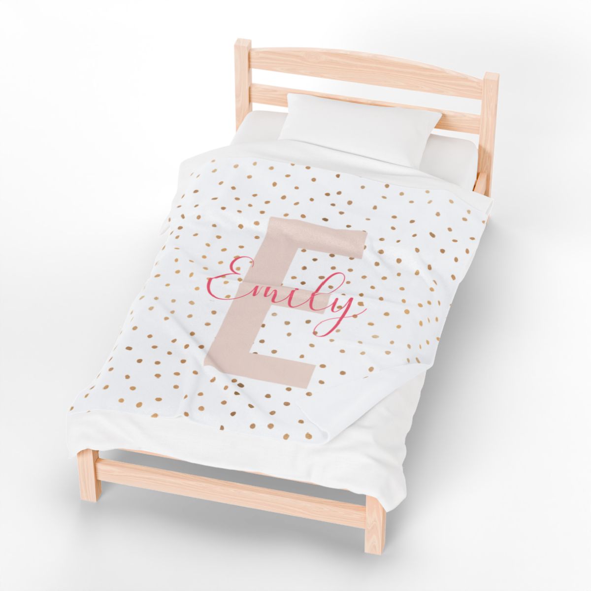 Personalized Polka Dot Blanket, Custom Name Plush Throw, Cozy Gift for Home Decor, Soft Velveteen Blanket, Monogrammed Bedding, Warm Blanket