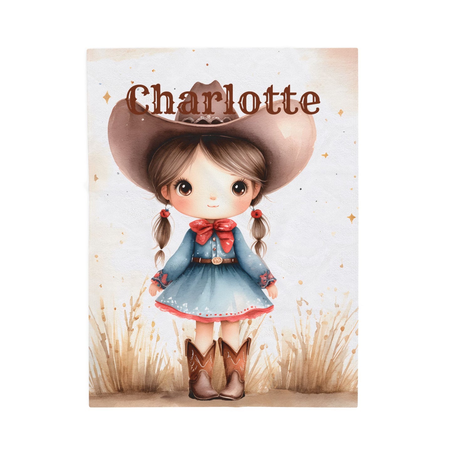 Personalized Cowboy/Cowgirl Blanket, Custom Name Kids Throw, Cozy Western Décor, Soft Velveteen Blanket, Personalized Gift