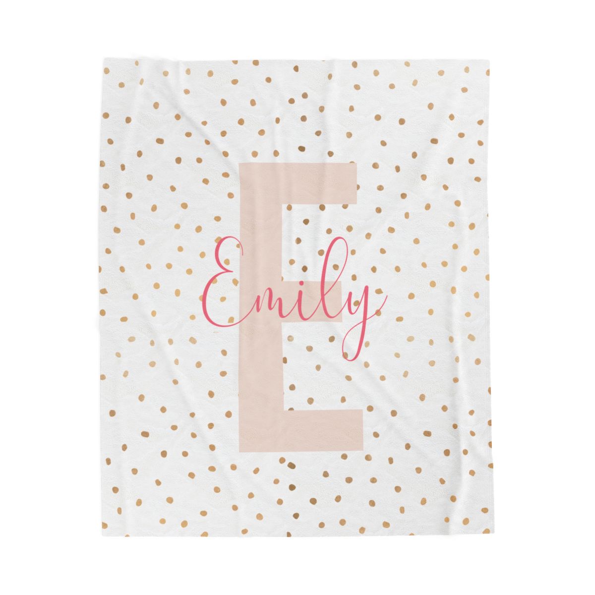 Personalized Polka Dot Blanket, Custom Name Plush Throw, Cozy Gift for Home Decor, Soft Velveteen Blanket, Monogrammed Bedding, Warm Blanket