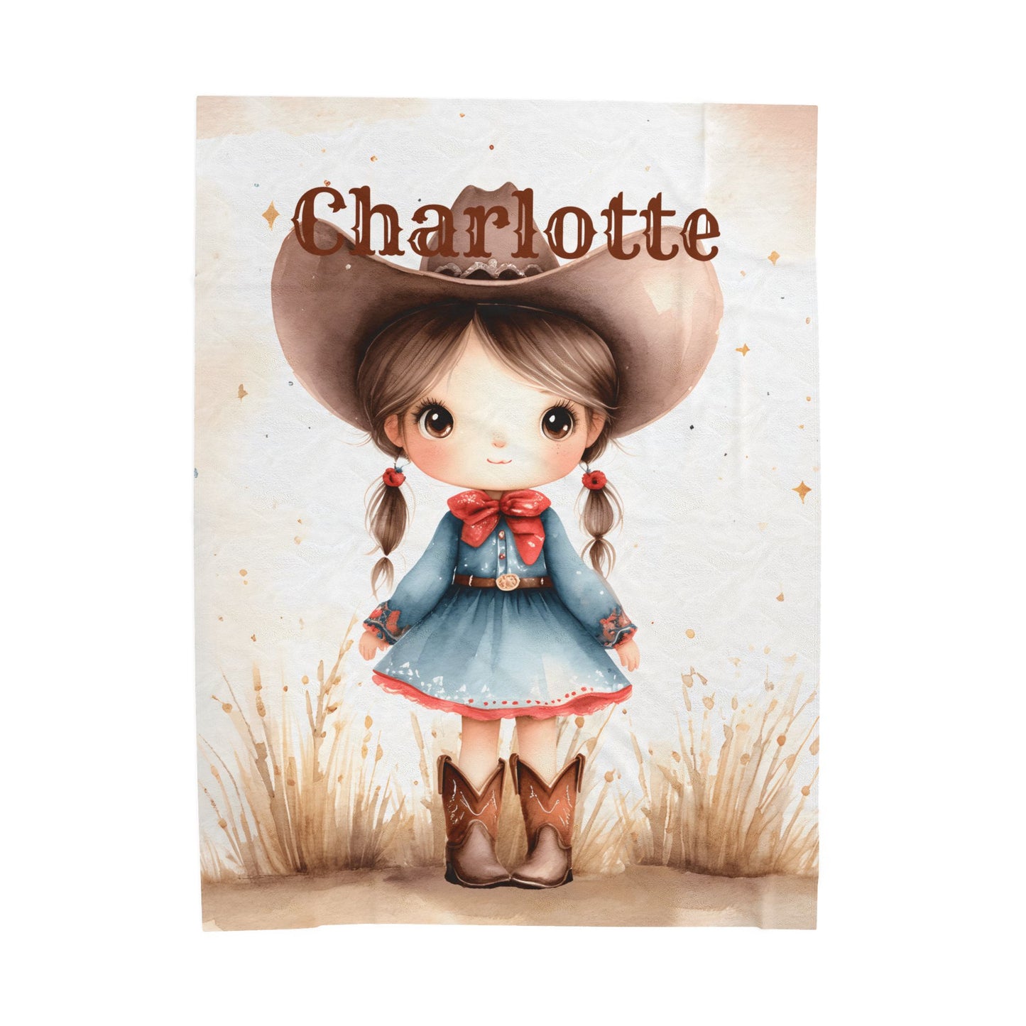 Personalized Cowboy/Cowgirl Blanket, Custom Name Kids Throw, Cozy Western Décor, Soft Velveteen Blanket, Personalized Gift