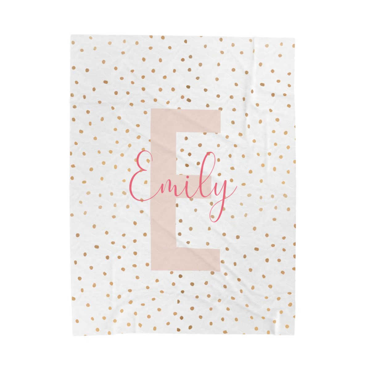 Personalized Polka Dot Blanket, Custom Name Plush Throw, Cozy Gift for Home Decor, Soft Velveteen Blanket, Monogrammed Bedding, Warm Blanket