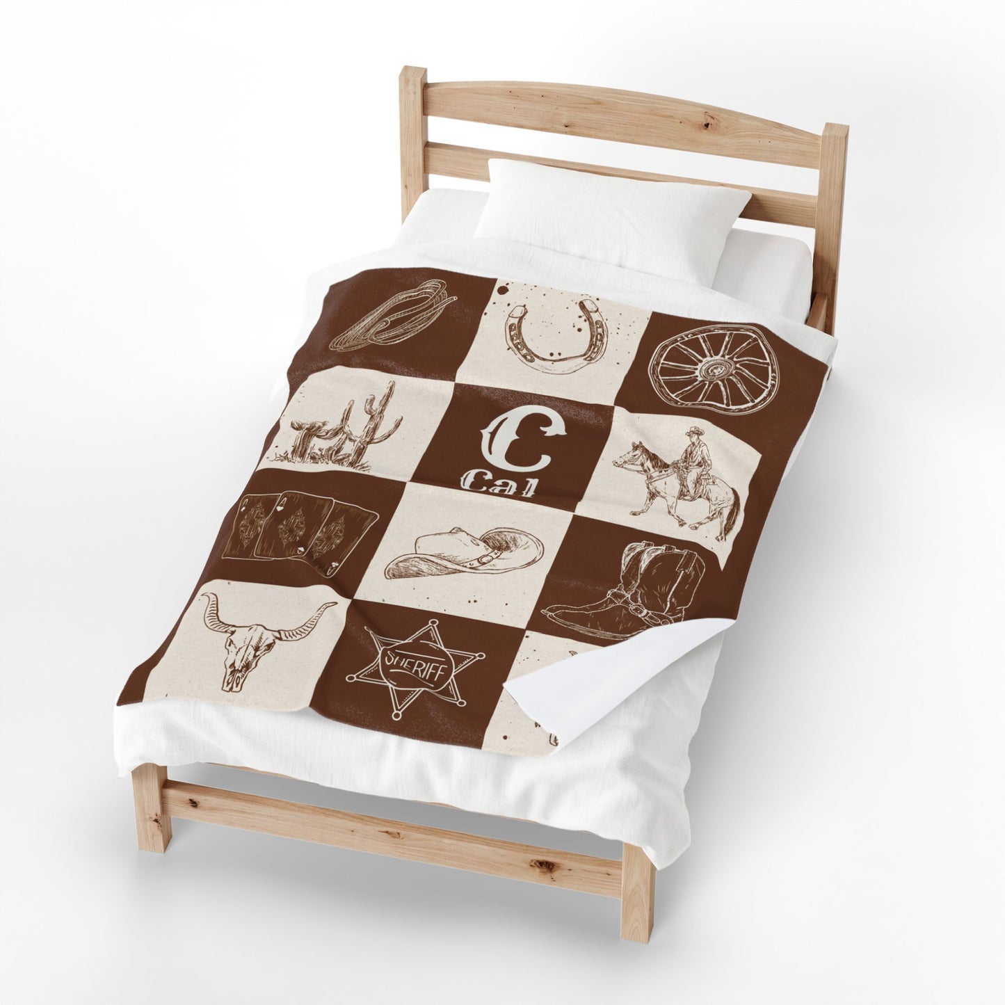 Western Theme Blanket, Cowboy Décor, Rustic Home Throw, Personalized Velveteen Blanket, Custom Gift, Soft Cozy Bedding, Horse theme Blanket