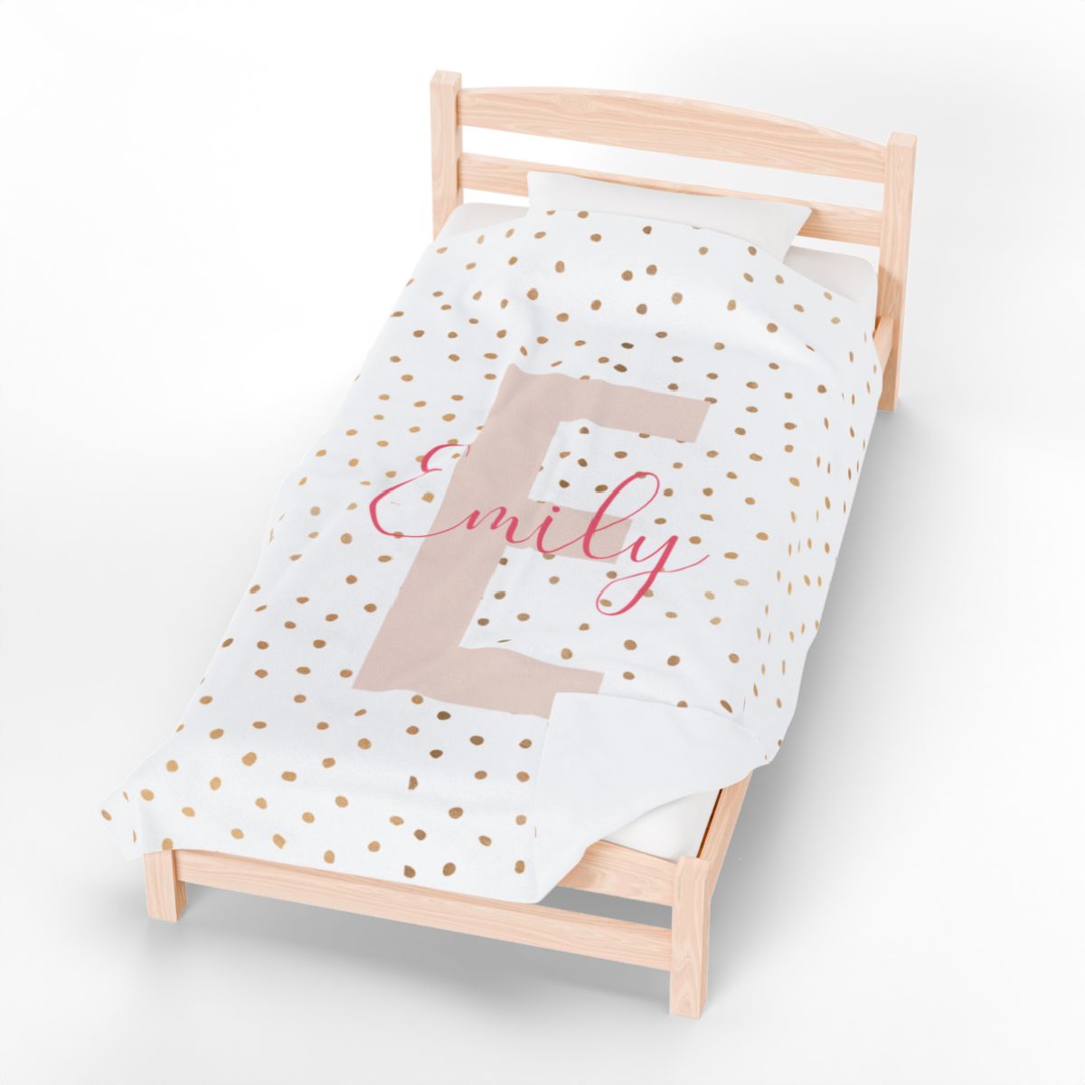 Personalized Polka Dot Blanket, Custom Name Plush Throw, Cozy Gift for Home Decor, Soft Velveteen Blanket, Monogrammed Bedding, Warm Blanket