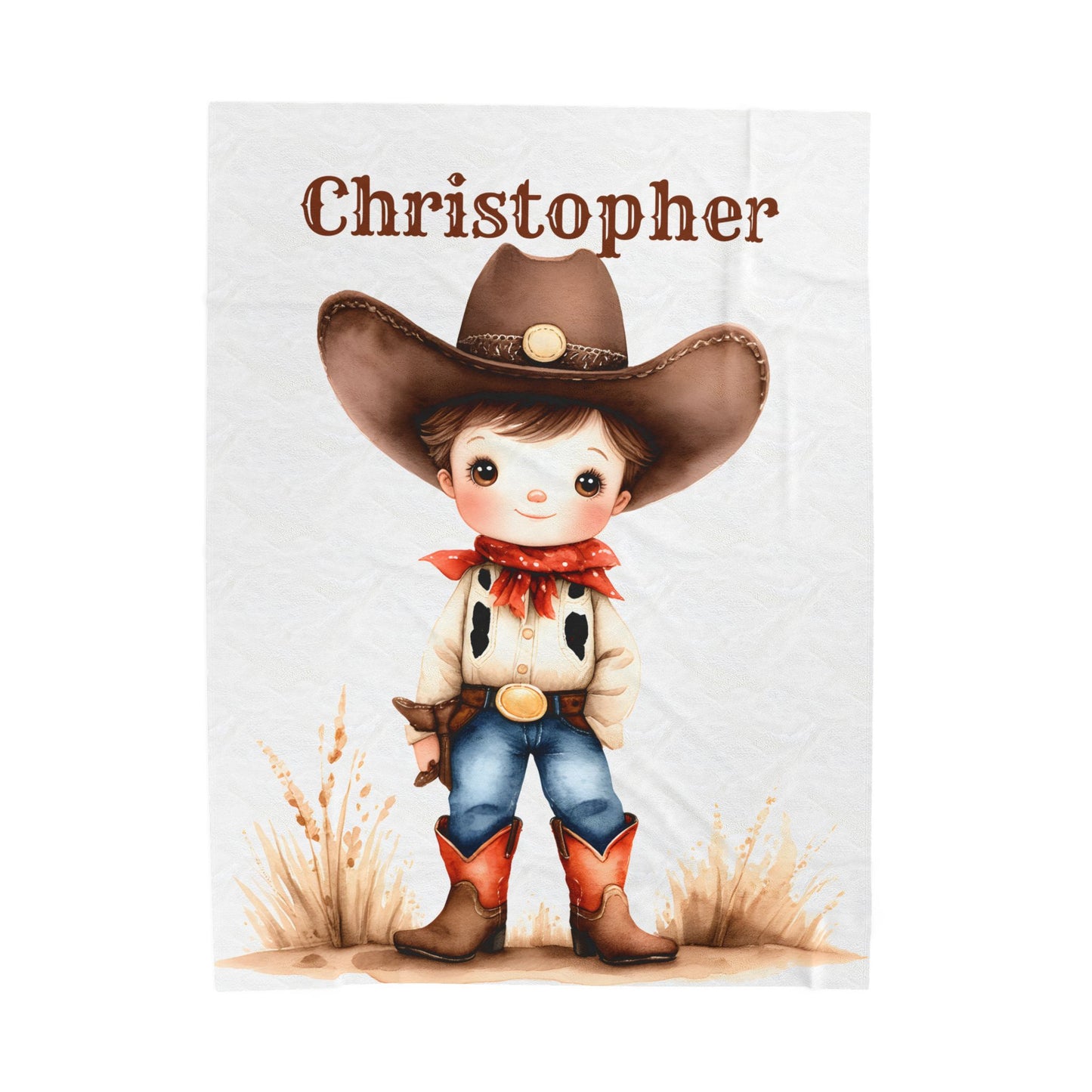 Personalized Cowboy/Cowgirl Blanket, Custom Name Kids Throw, Cozy Western Décor, Soft Velveteen Blanket, Personalized Gift