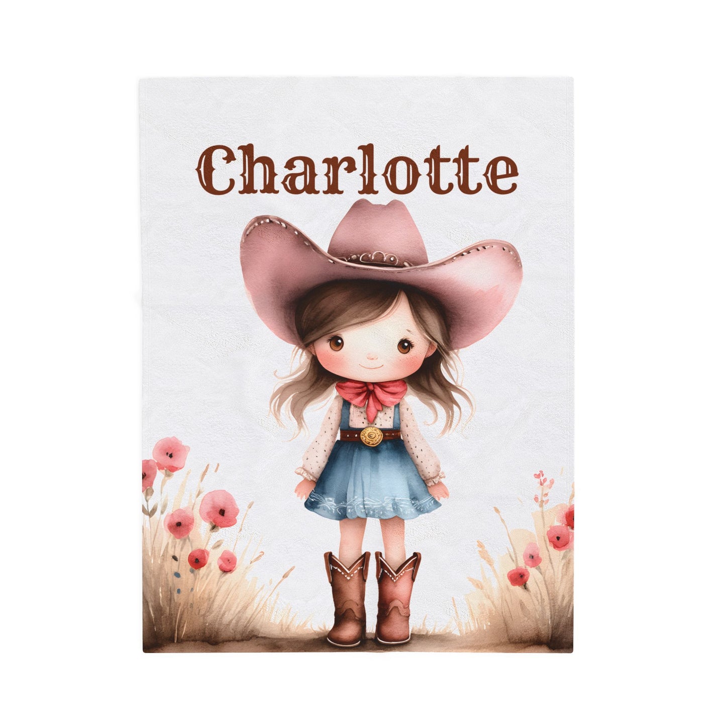 Personalized Cowboy/Cowgirl Blanket, Custom Name Kids Throw, Cozy Western Décor, Soft Velveteen Blanket, Personalized Gift