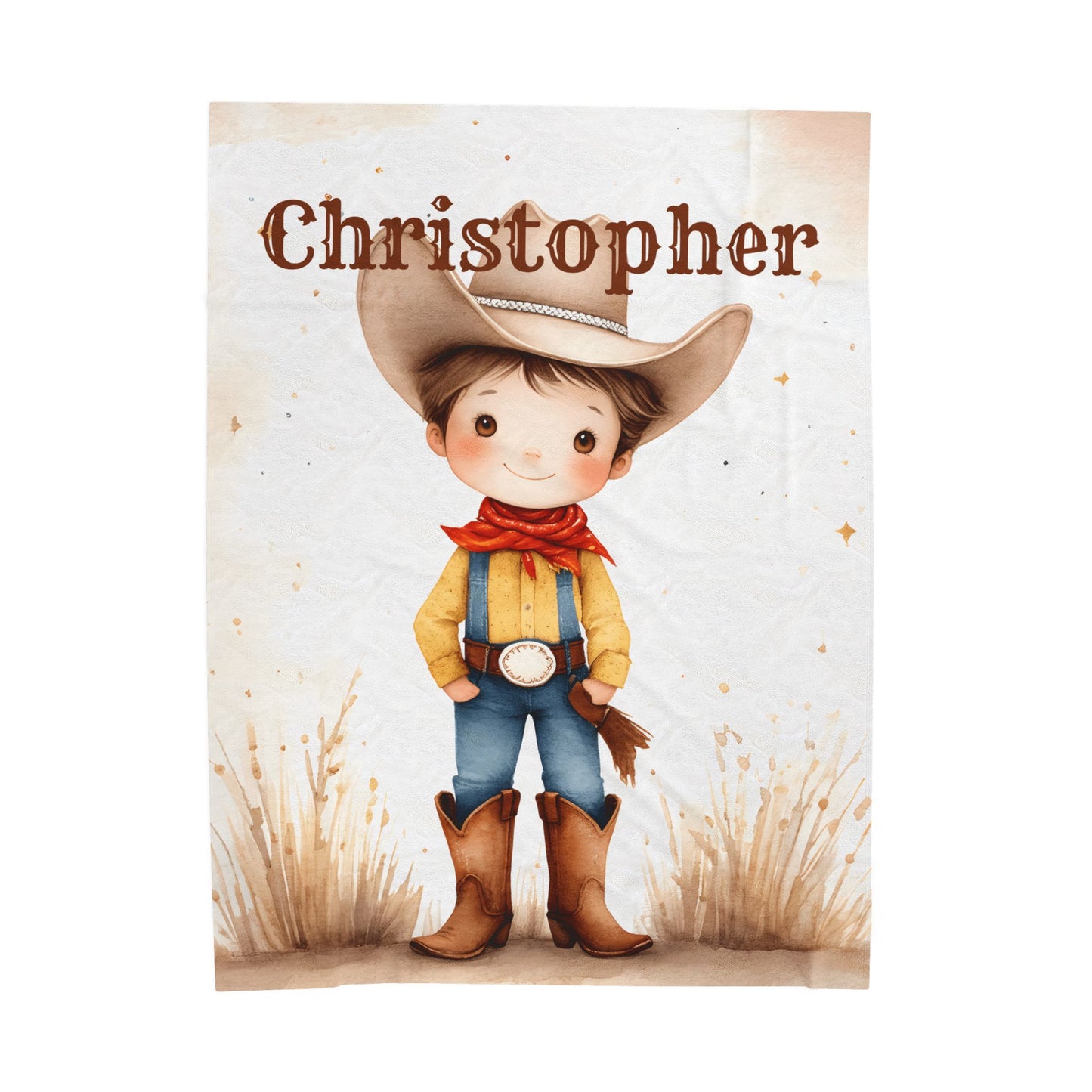Personalized Cowboy/Cowgirl Blanket, Custom Name Kids Throw, Cozy Western Décor, Soft Velveteen Blanket, Personalized Gift