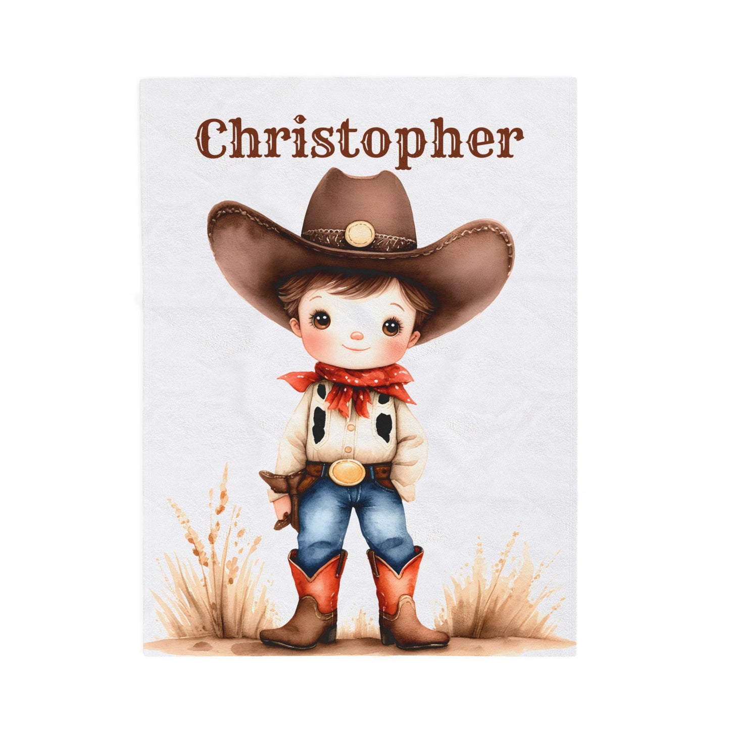 Personalized Cowboy/Cowgirl Blanket, Custom Name Kids Throw, Cozy Western Décor, Soft Velveteen Blanket, Personalized Gift