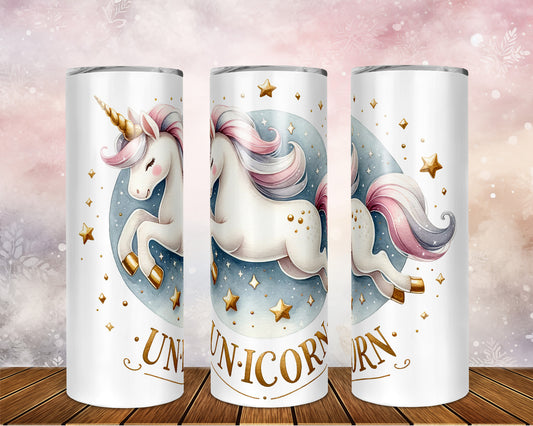 Skinny Tumbler with Straw, 20oz, Unicorn