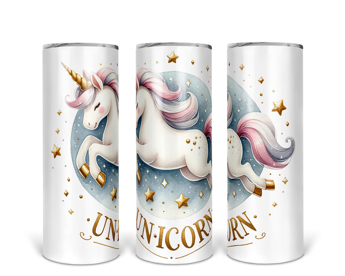 Skinny Tumbler with Straw, 20oz, Unicorn