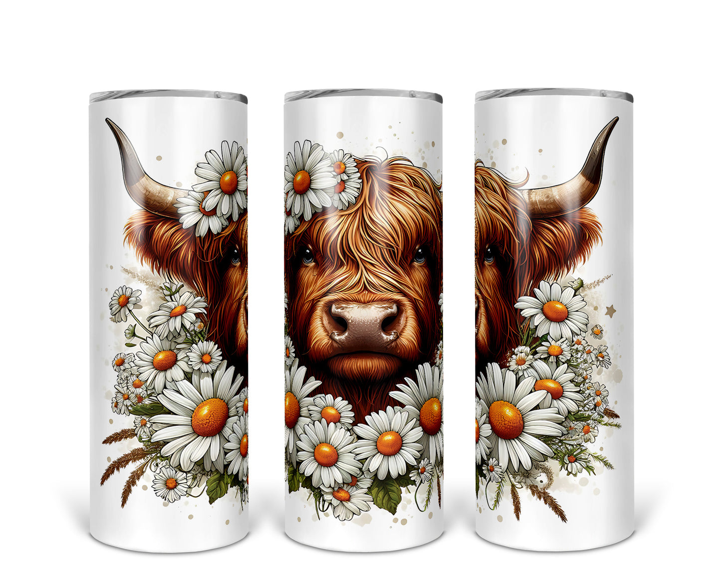 Skinny Tumbler with Straw, 20oz Highlander Cow, awd-436