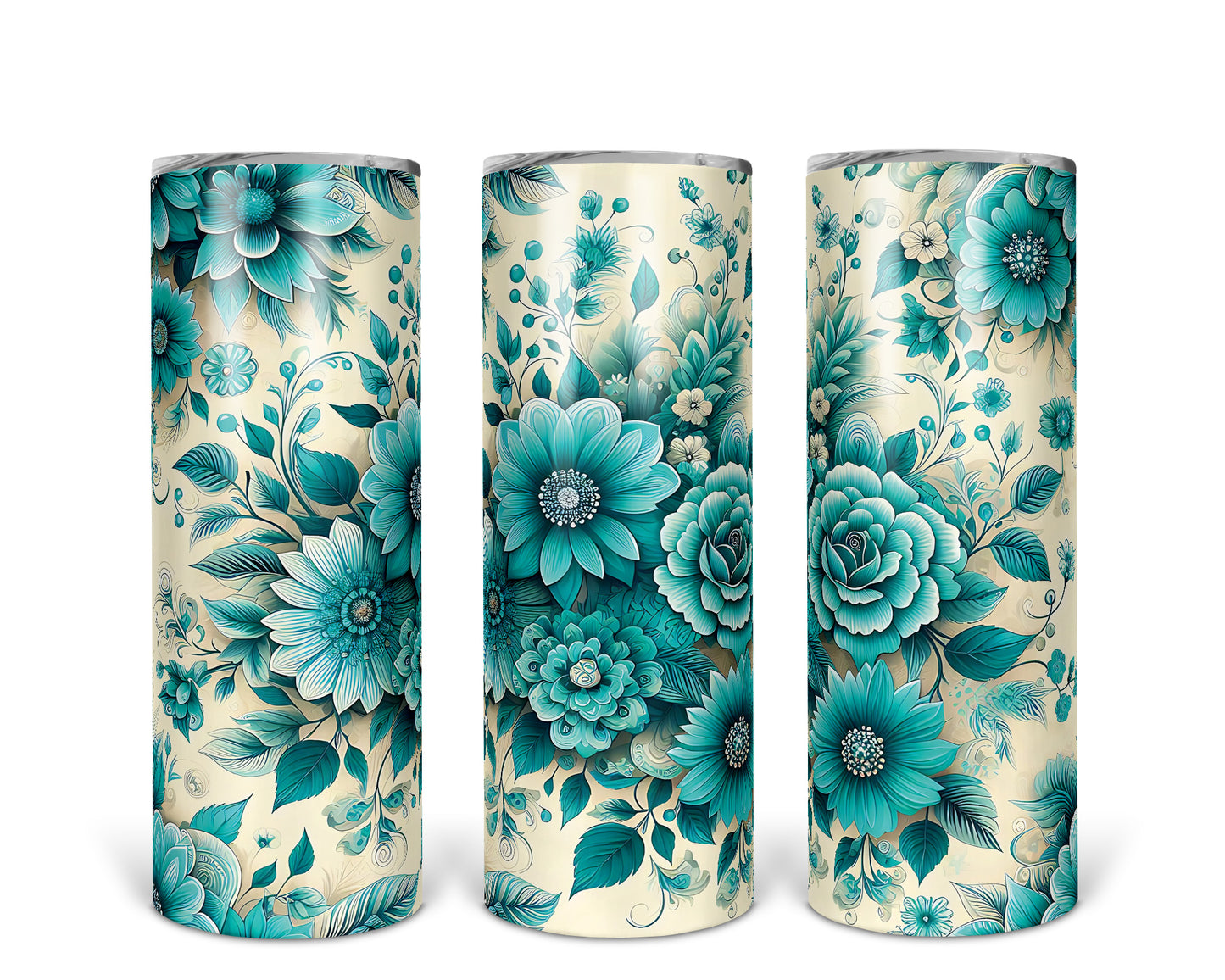 Skinny Tumbler with Straw, 20oz, Floral, awd-437