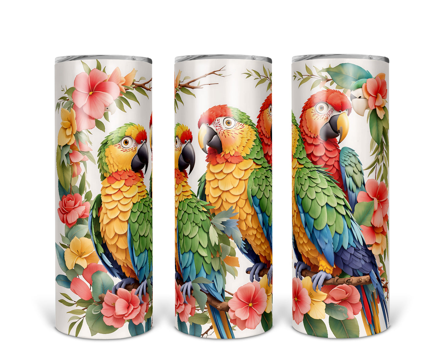 Skinny Tumbler with Straw, 20oz, Parrot