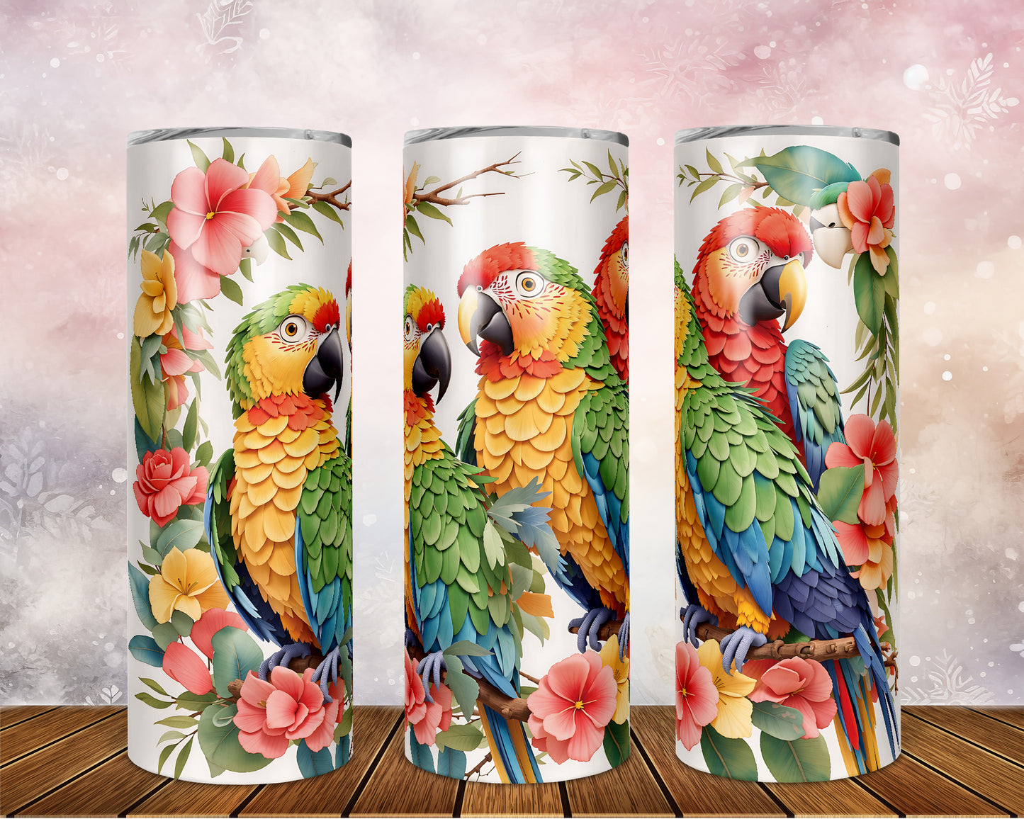 Skinny Tumbler with Straw, 20oz, Parrot