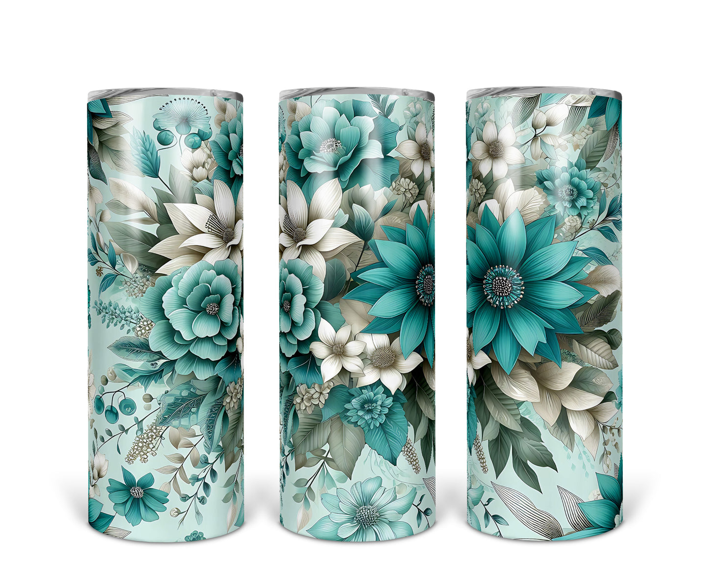 Skinny Tumbler with Straw, 20oz, Floral, awd-440