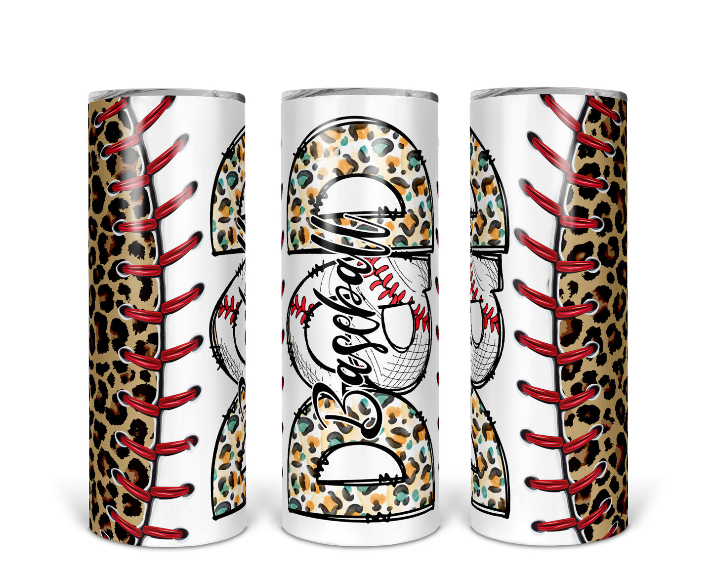 Skinny Tumbler with Straw, 20oz, Baseball Dad