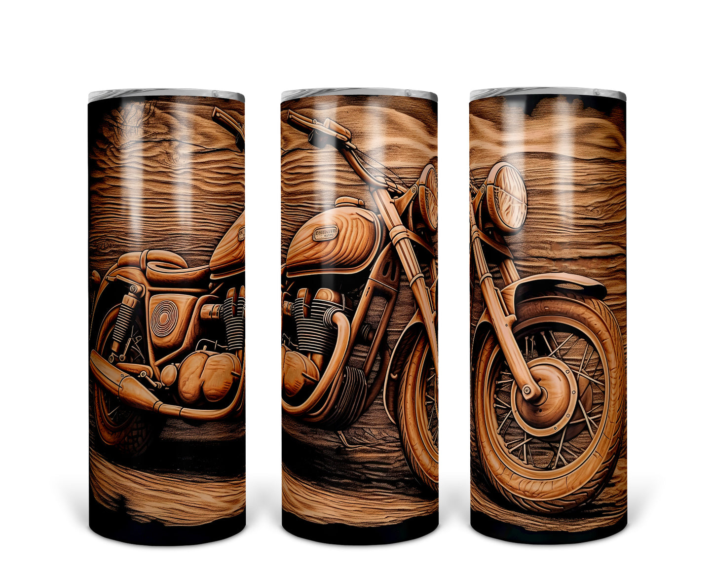 Skinny Tumbler with Straw, 20oz, Etched Motorbike, awd-334