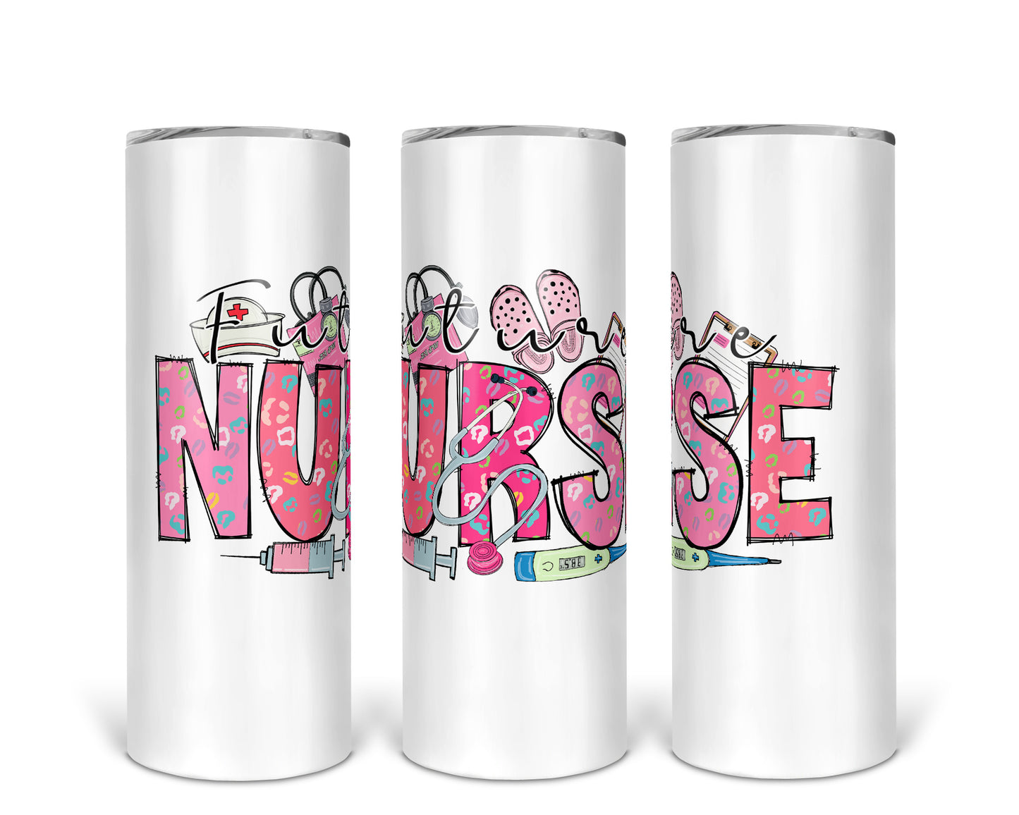 Skinny Tumbler with Straw, 20oz, Future Nurse, awd-159