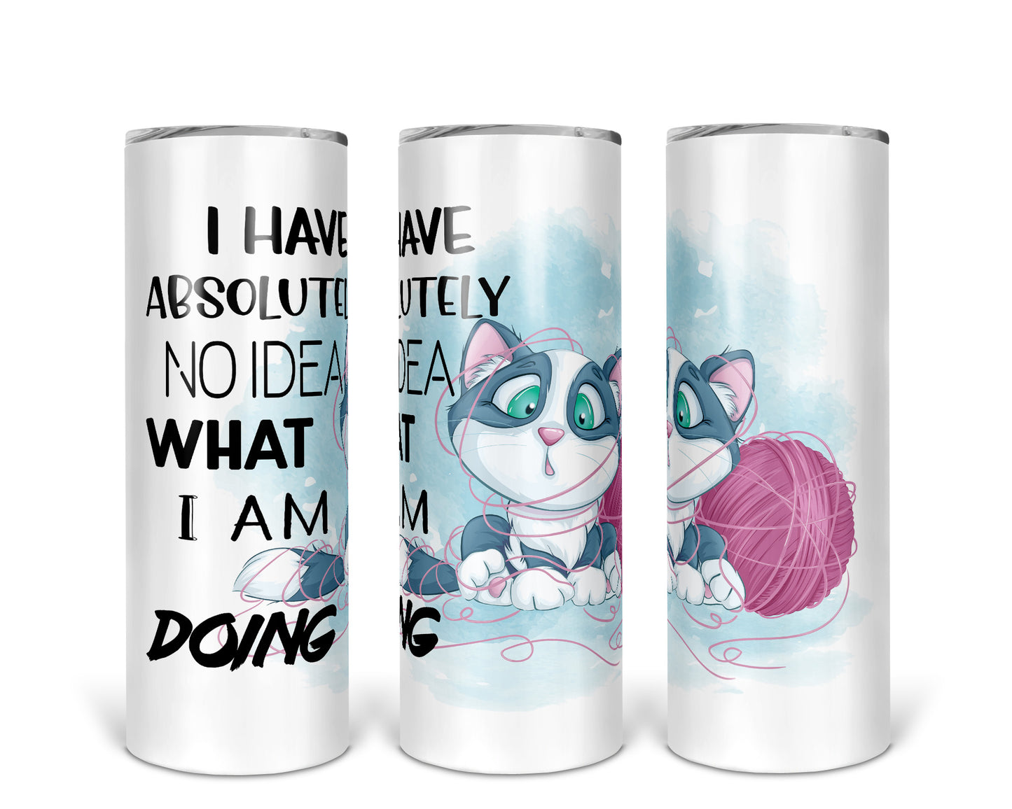 Skinny Tumbler with Straw, 20oz, Cat Quote