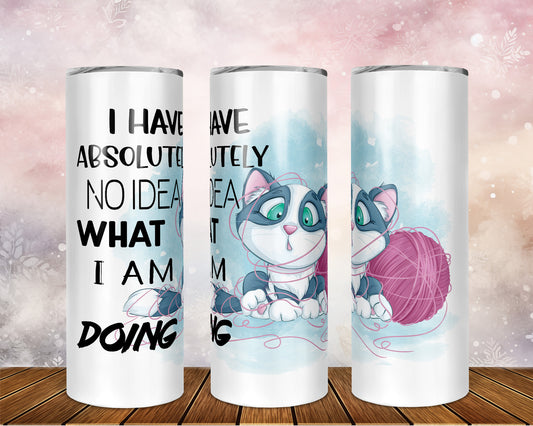 Skinny Tumbler with Straw, 20oz, Cat Quote