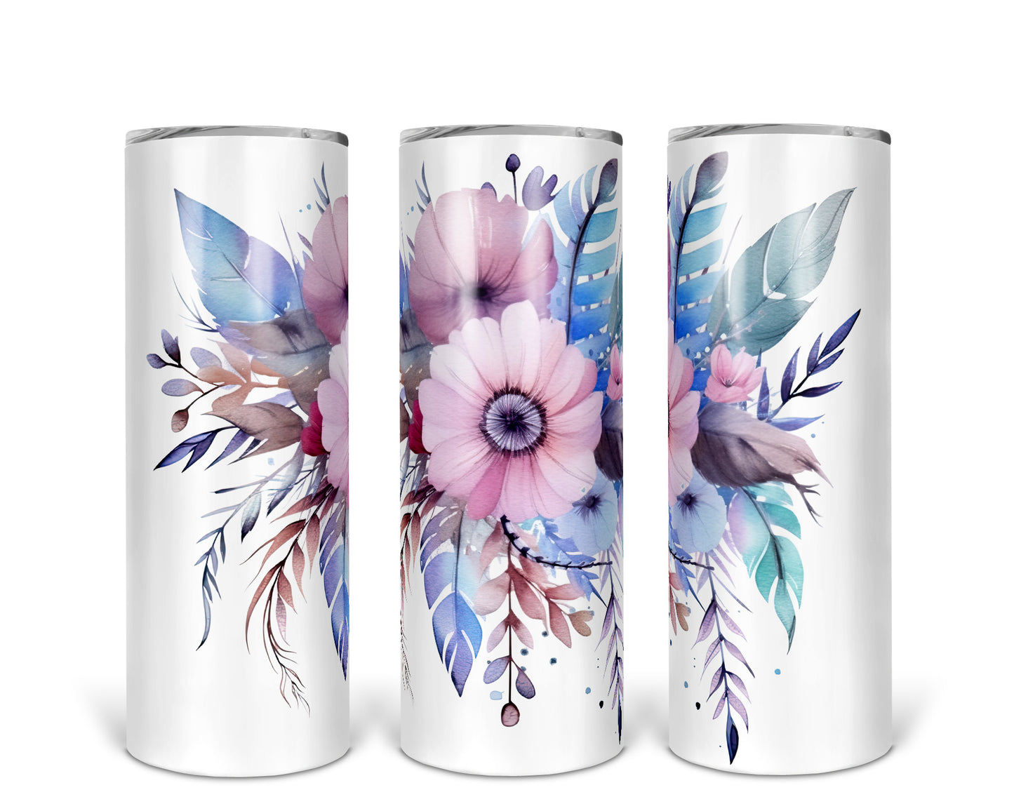 Skinny Tumbler with Straw, 20oz, Boho Floral