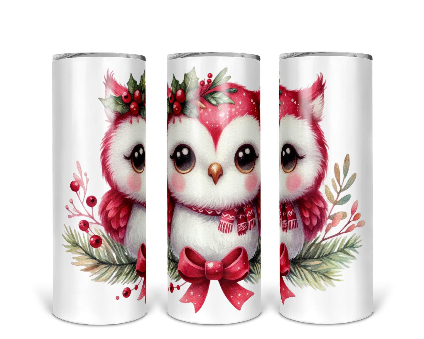 Skinny Tumbler with Straw, 20oz, Owl