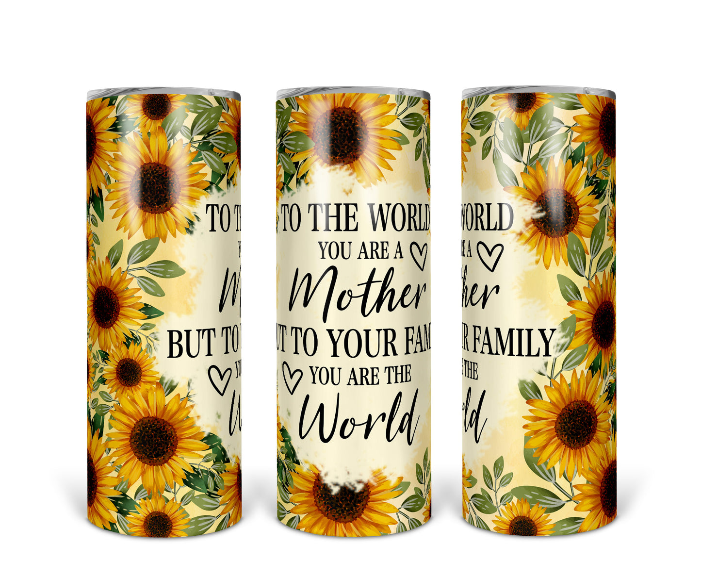 Skinny Tumbler with Straw, 20oz, Sunflower Mum Quote