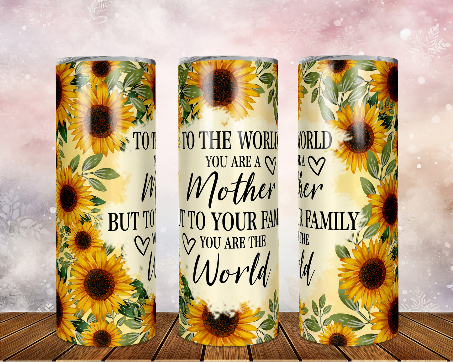 Skinny Tumbler with Straw, 20oz, Sunflower Mum Quote