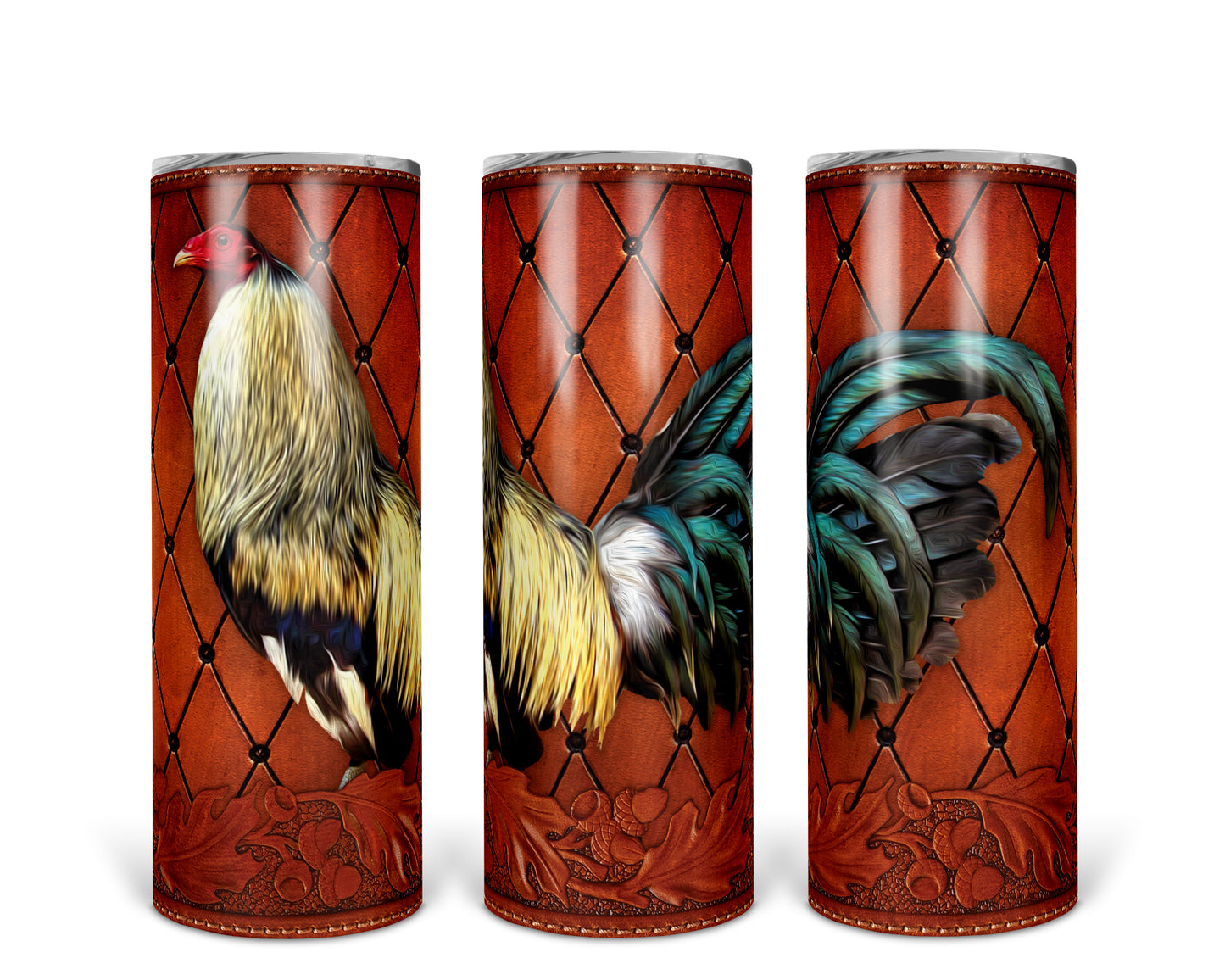 Skinny Tumbler with Straw, 20oz Rooster, awd-36