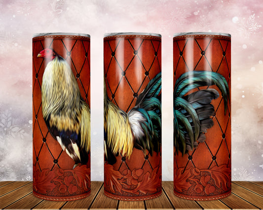 Skinny Tumbler with Straw, 20oz Rooster, awd-36