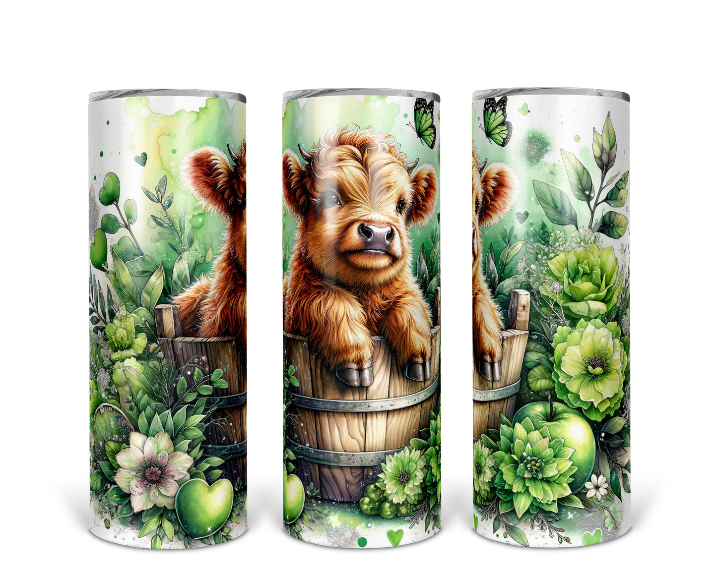 Skinny Tumbler with Straw, 20oz, Baby Highland Cow