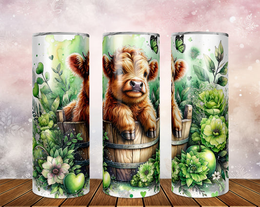 Skinny Tumbler with Straw, 20oz, Baby Highland Cow