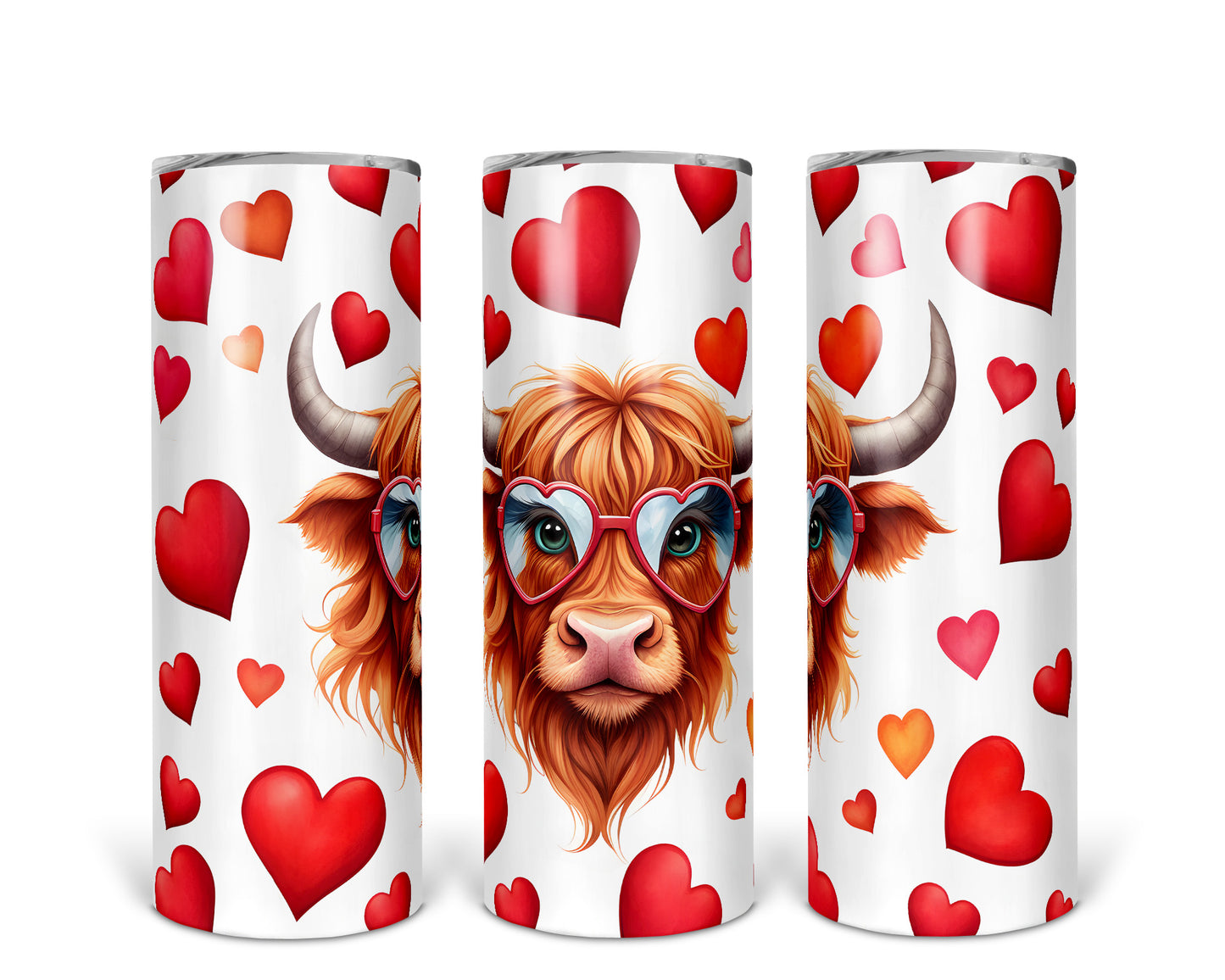 Skinny Tumbler with Straw, 20oz Highlander Cow