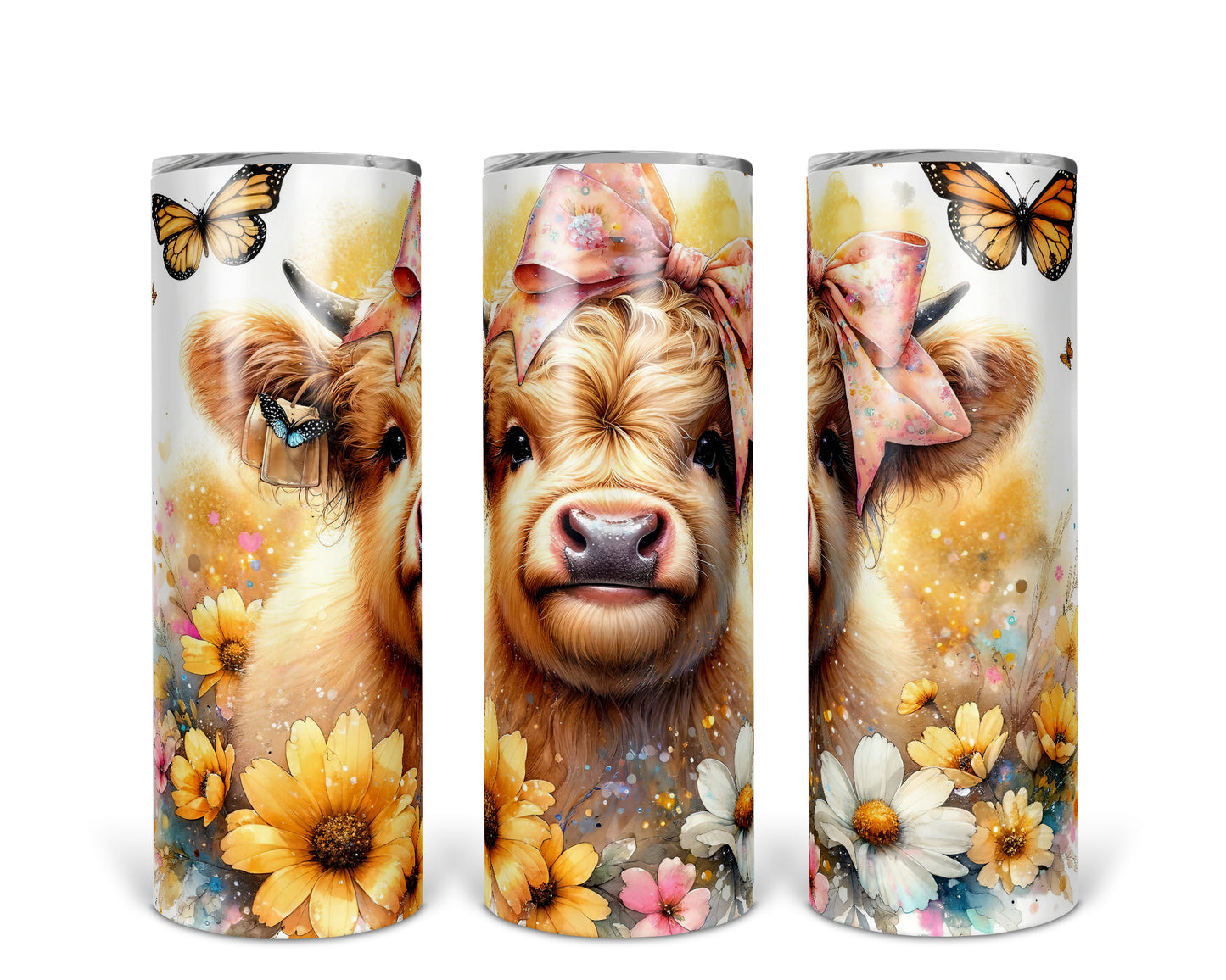 Skinny Tumbler with Straw, 20oz, Baby Highland Cow