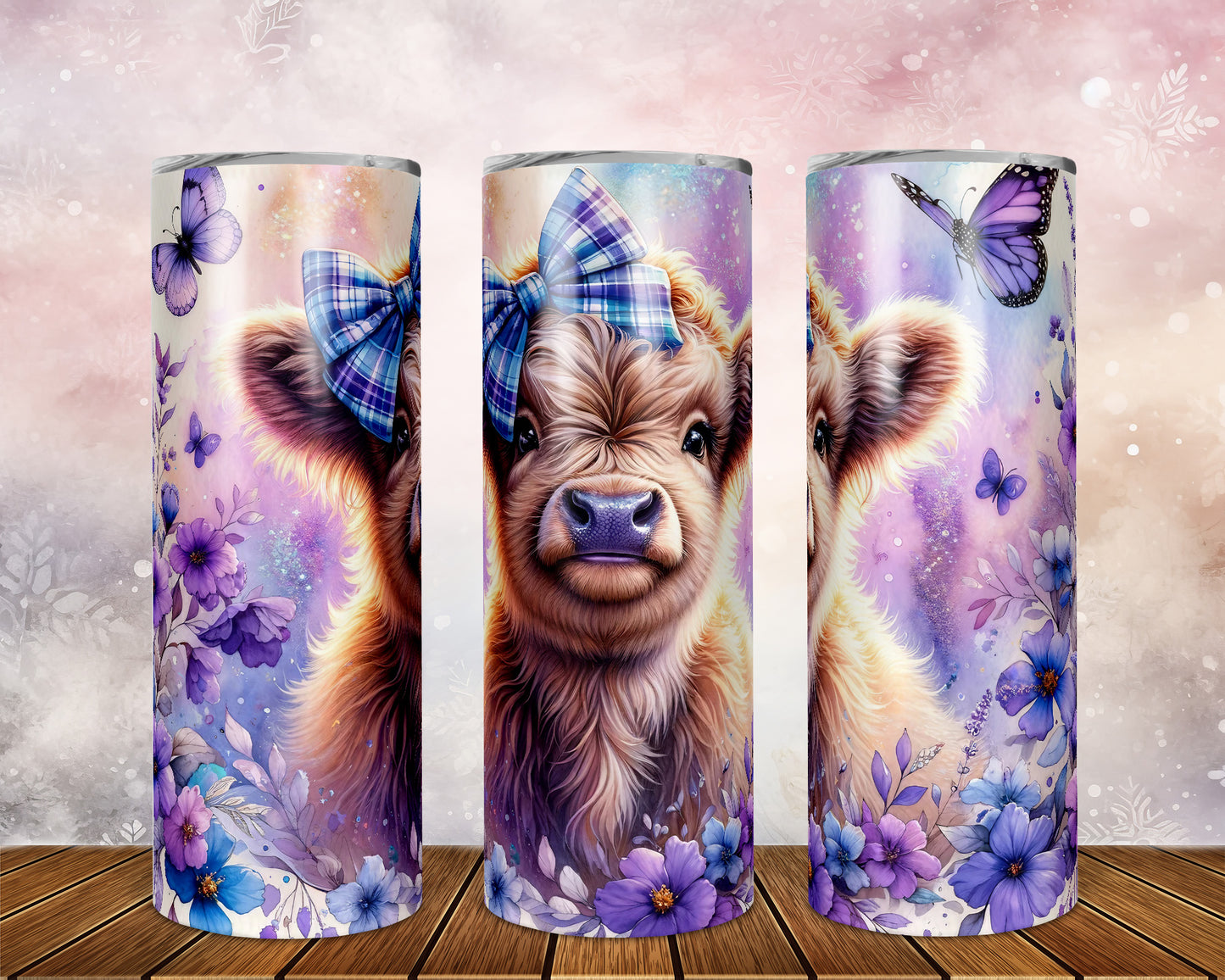 Skinny Tumbler with Straw, 20oz, Baby Highland Cow