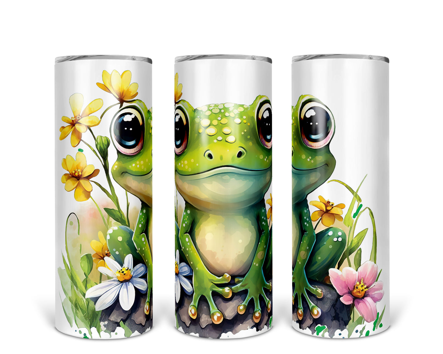 Skinny Tumbler with Straw, 20oz, Frog, awd-538