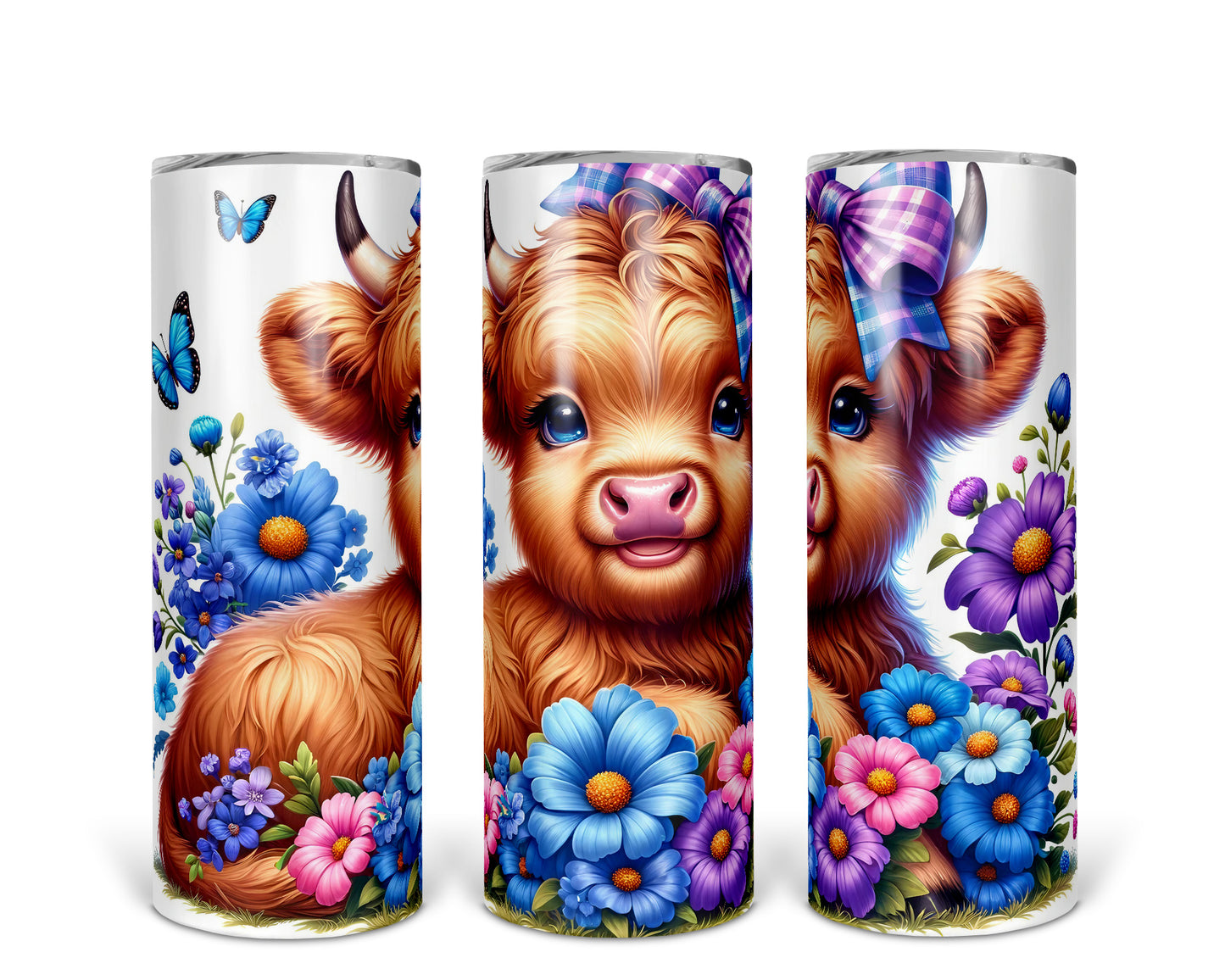 Skinny Tumbler with Straw, 20oz, Baby Highland Cow