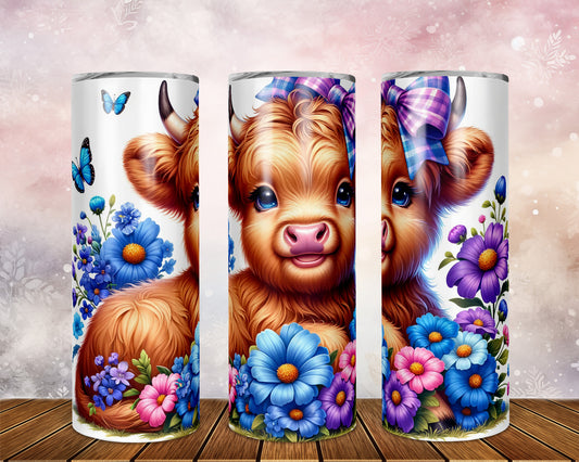 Skinny Tumbler with Straw, 20oz, Baby Highland Cow