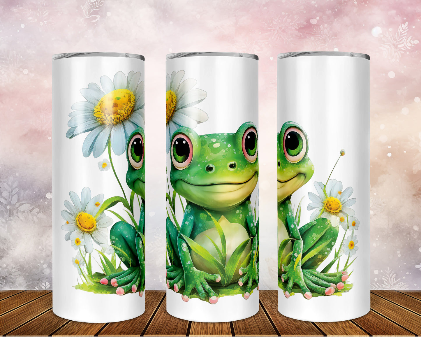 Skinny Tumbler with Straw, 20oz, Frog, awd-539