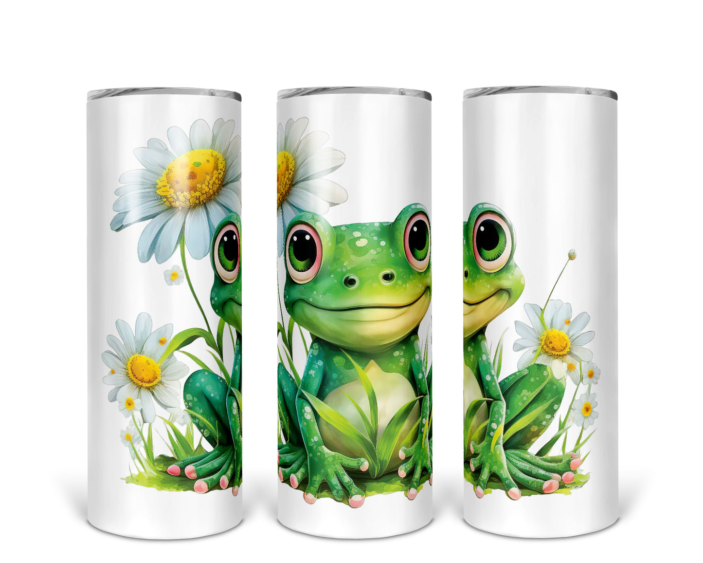 Skinny Tumbler with Straw, 20oz, Frog, awd-539