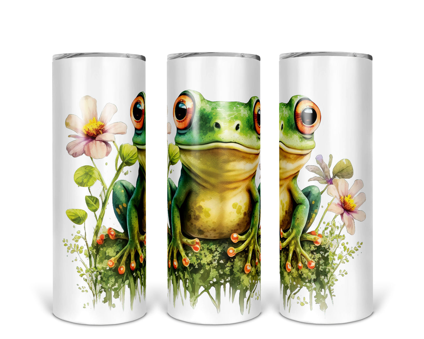 Skinny Tumbler with Straw, 20oz, Frog, awd-540