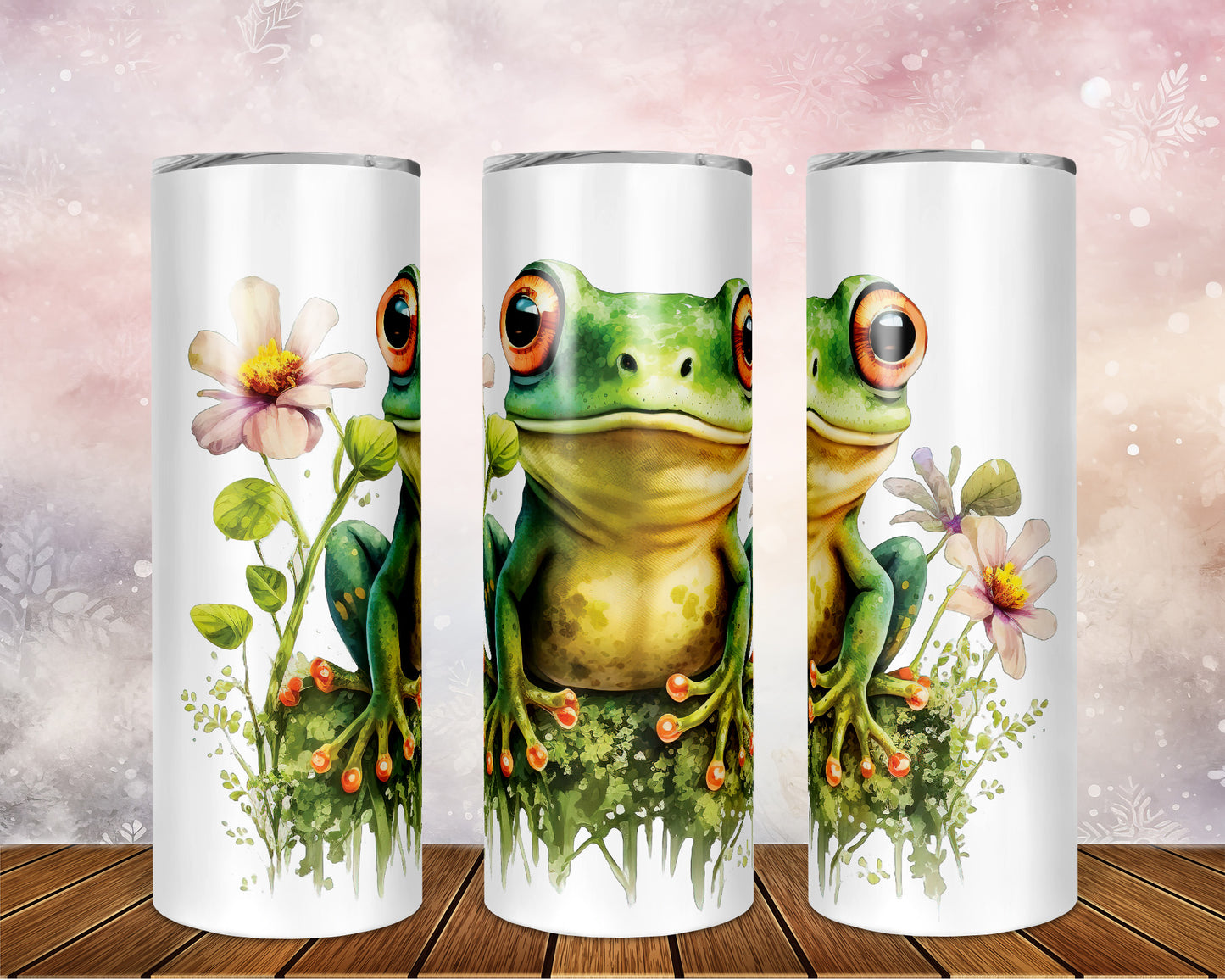 Skinny Tumbler with Straw, 20oz, Frog, awd-540