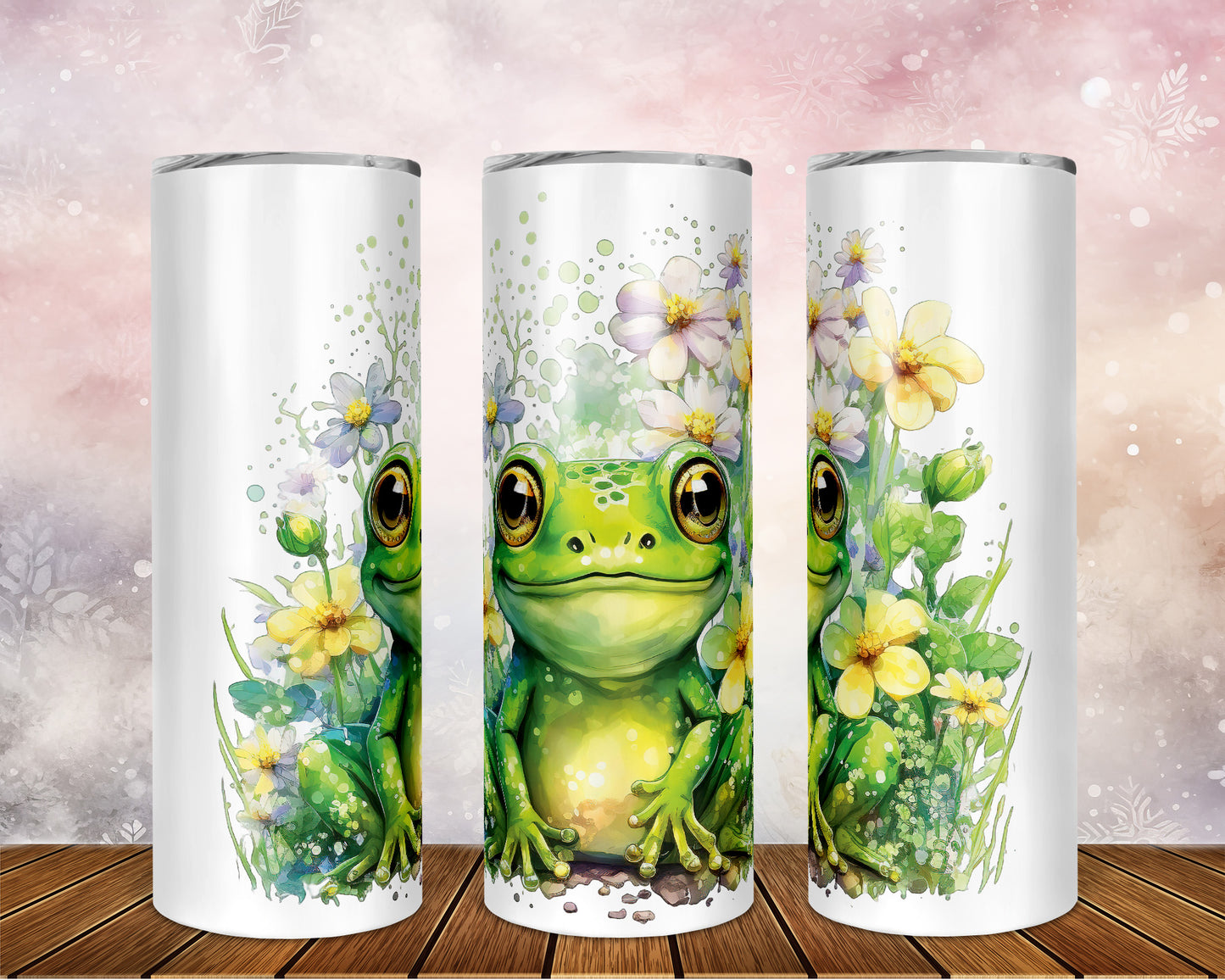 Skinny Tumbler with Straw, 20oz, Frog, awd-541