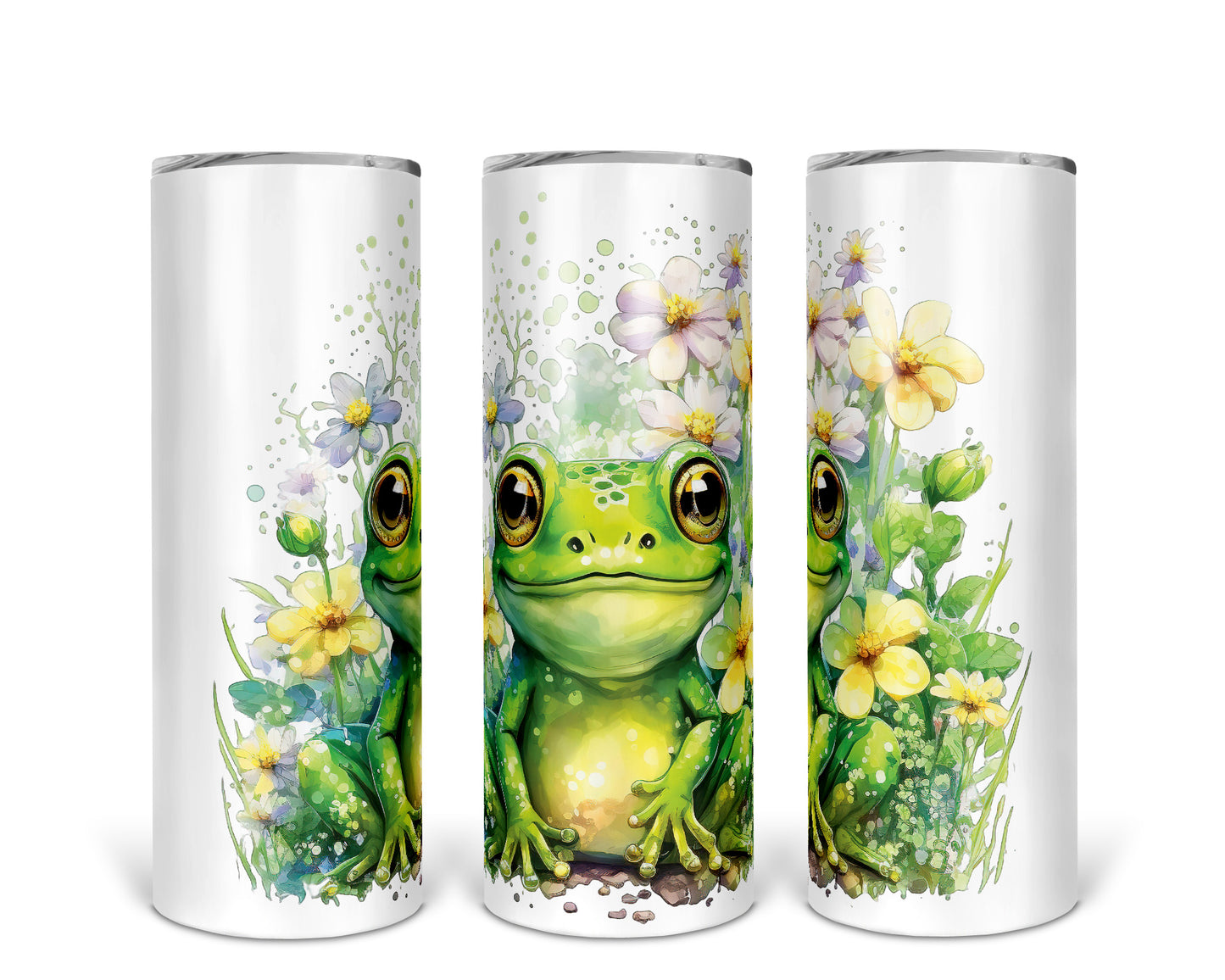 Skinny Tumbler with Straw, 20oz, Frog, awd-541