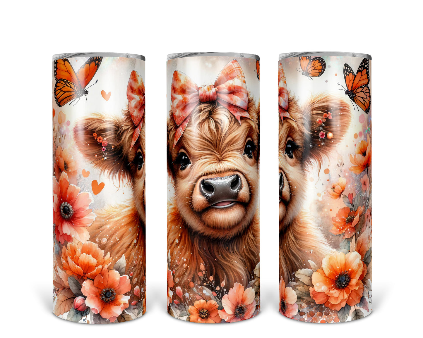 Skinny Tumbler with Straw, 20oz, Baby Highland Cow