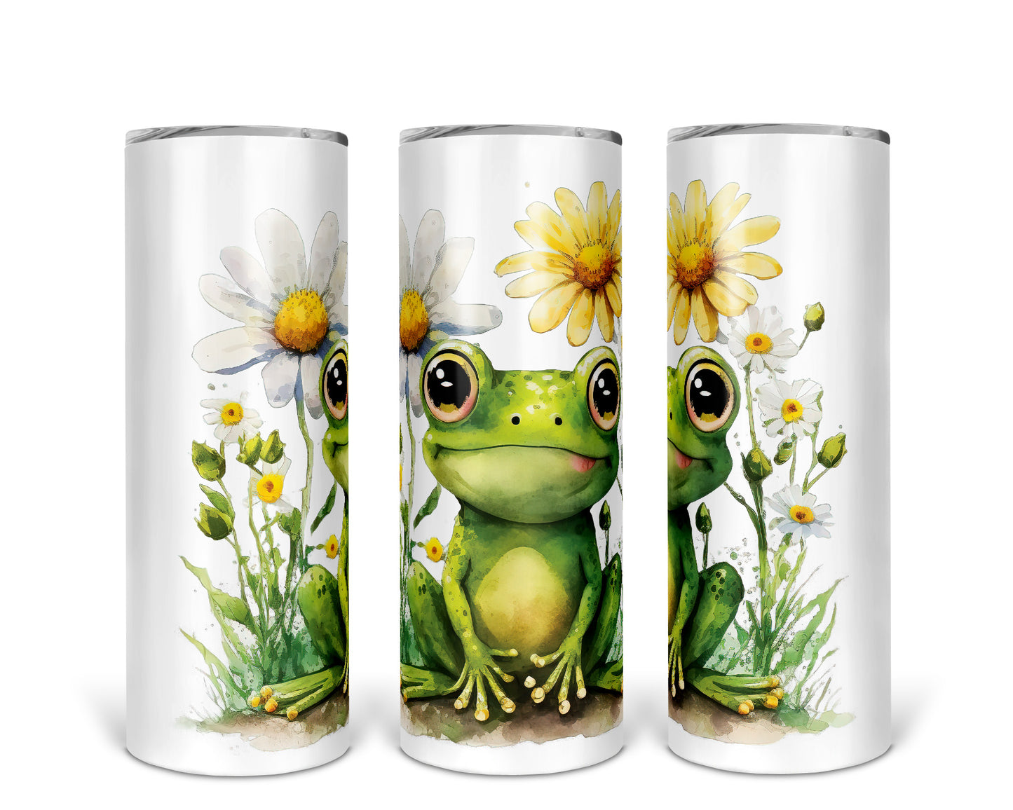 Skinny Tumbler with Straw, 20oz, Frog, awd-542