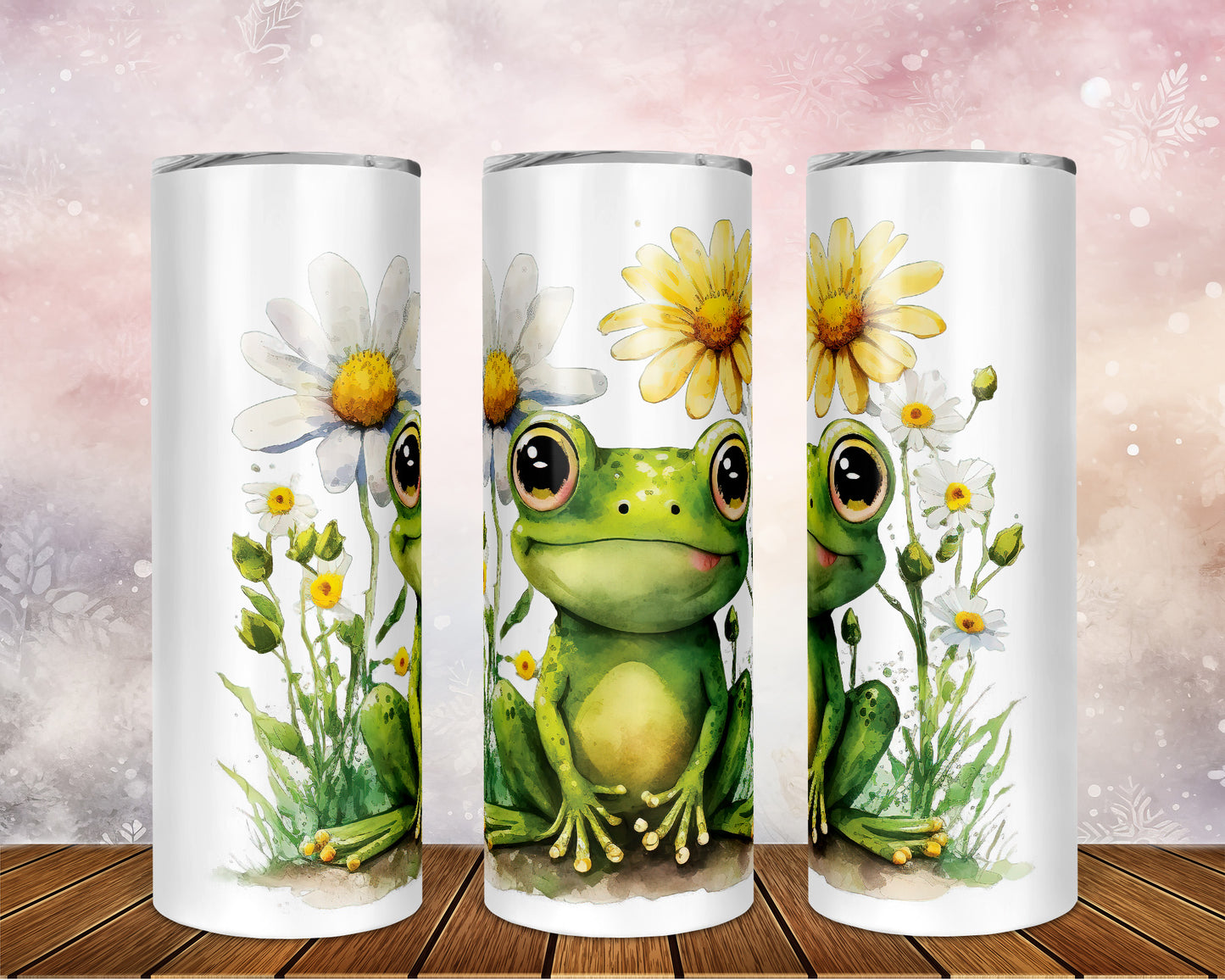 Skinny Tumbler with Straw, 20oz, Frog, awd-542