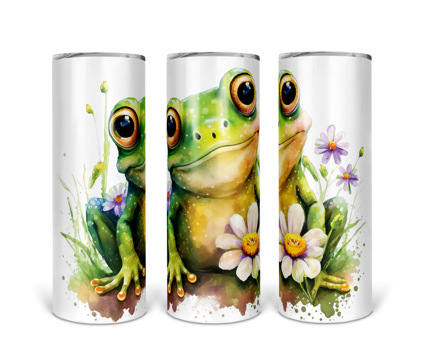 Skinny Tumbler with Straw, 20oz, Frog, awd-543