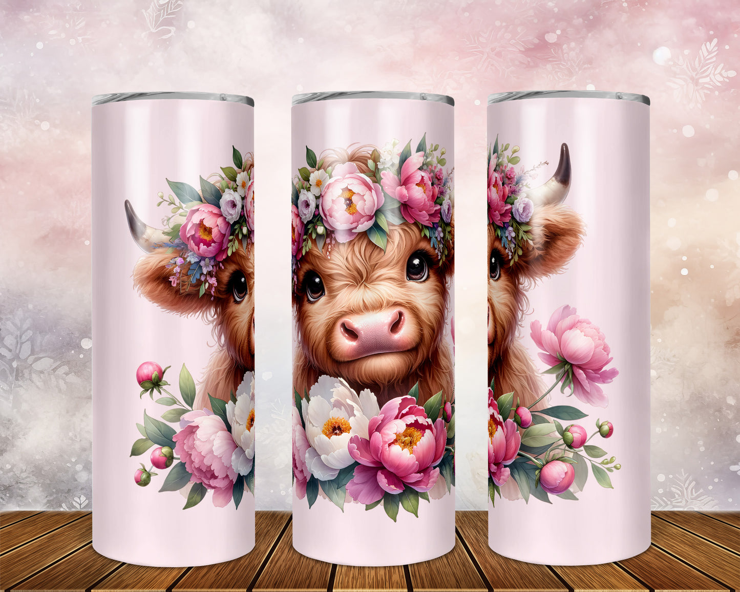 Skinny Tumbler with Straw, 20oz, Baby Highland Cow